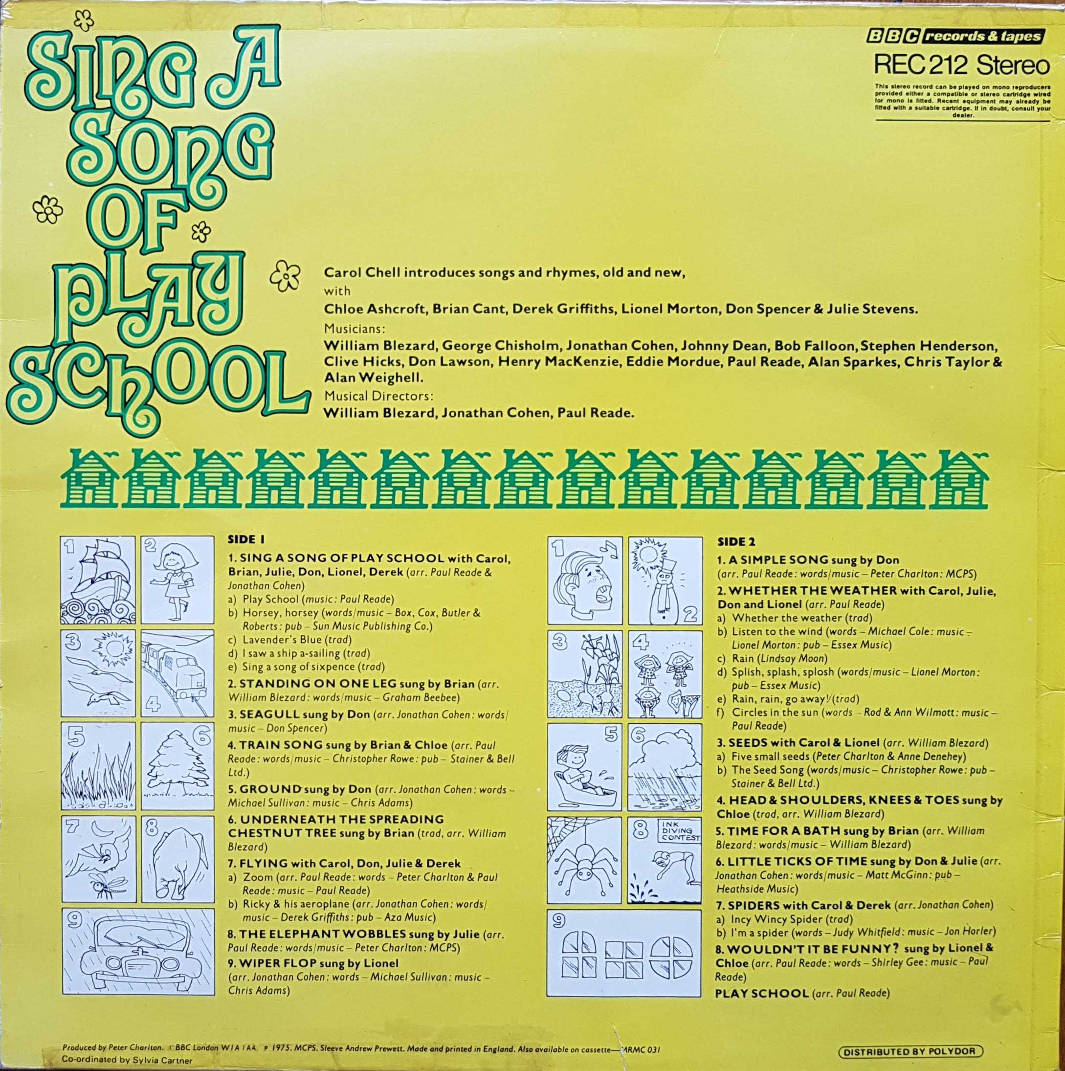 Picture of REC 212 Sing a song of play school by artist Carol Chell from the BBC records and Tapes library